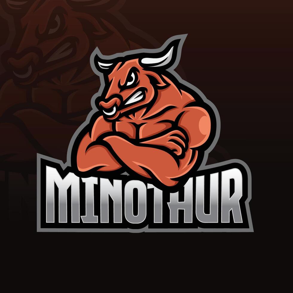 Minotauro mascote esport logotipo vetor