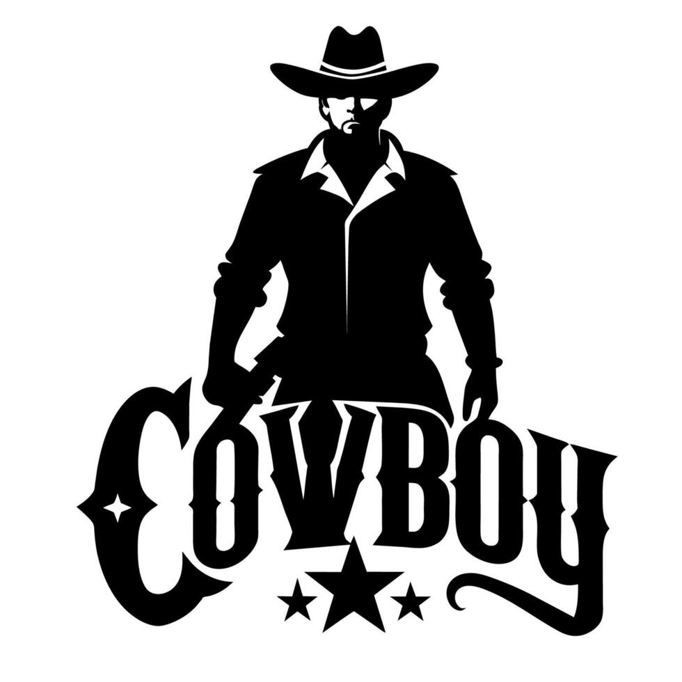 ilustração do uma cowboys silhueta e a inscrição. vetor