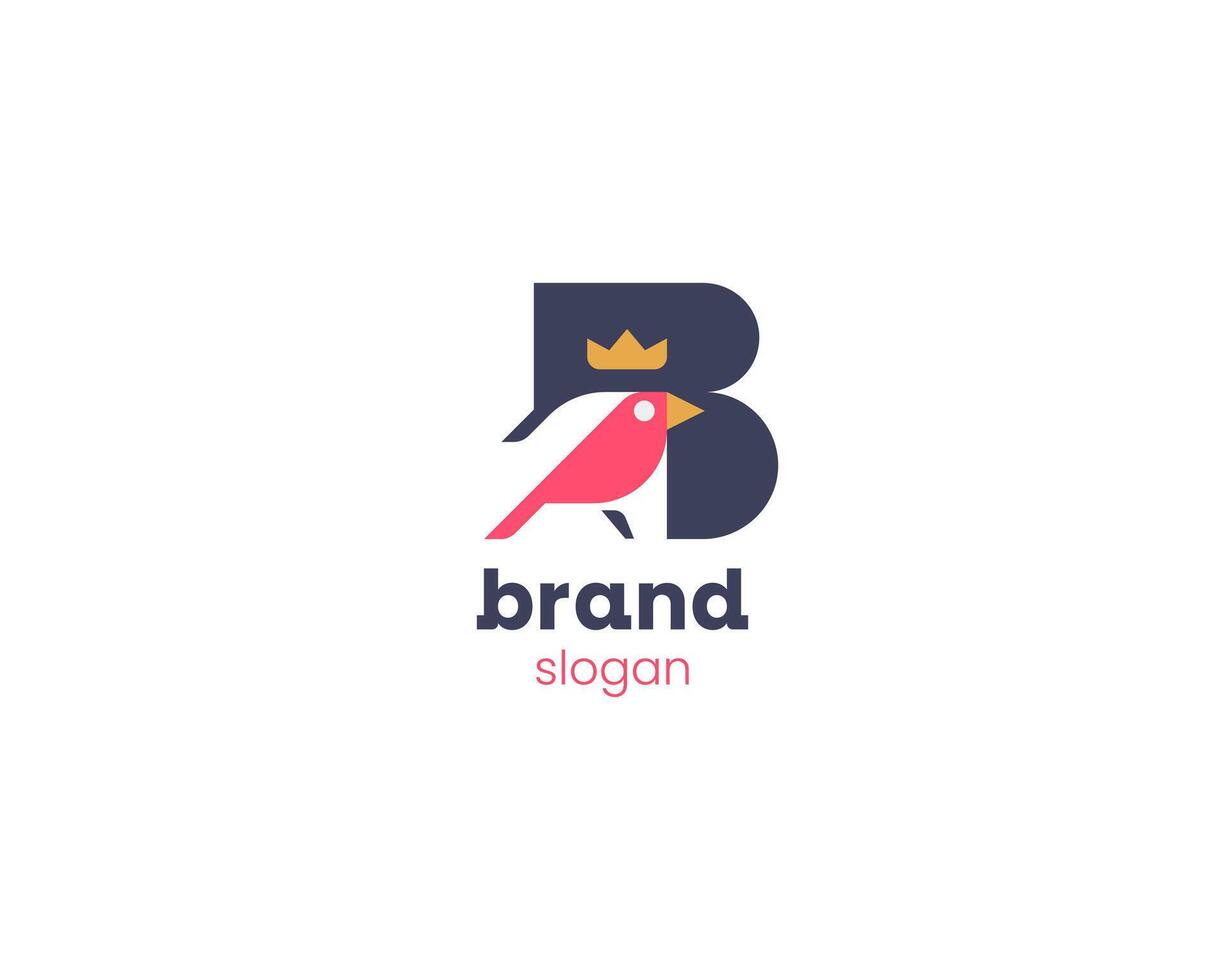 criativo carta b com simples pássaro logotipo vetor