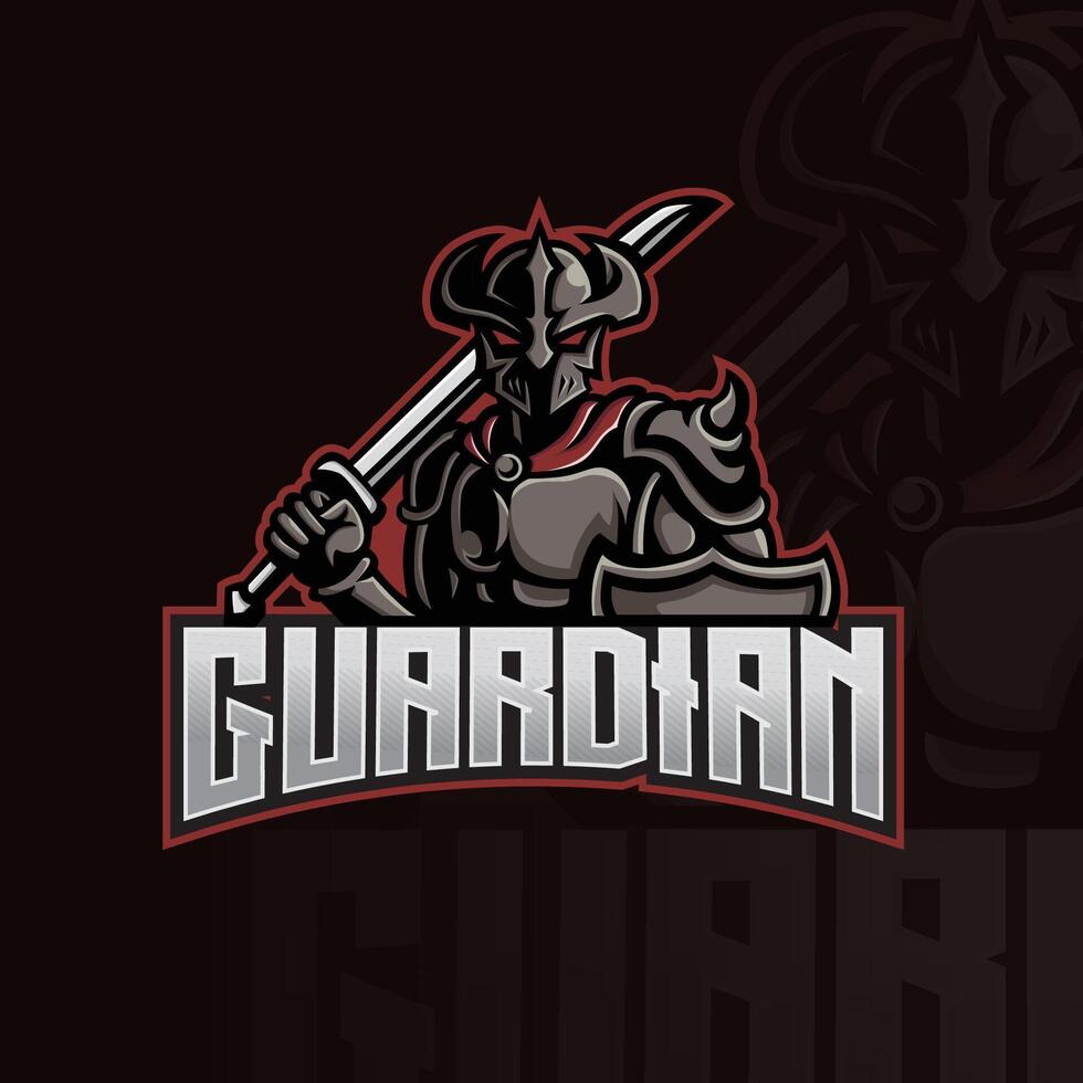 design de logotipo de esport mascote guardião vetor