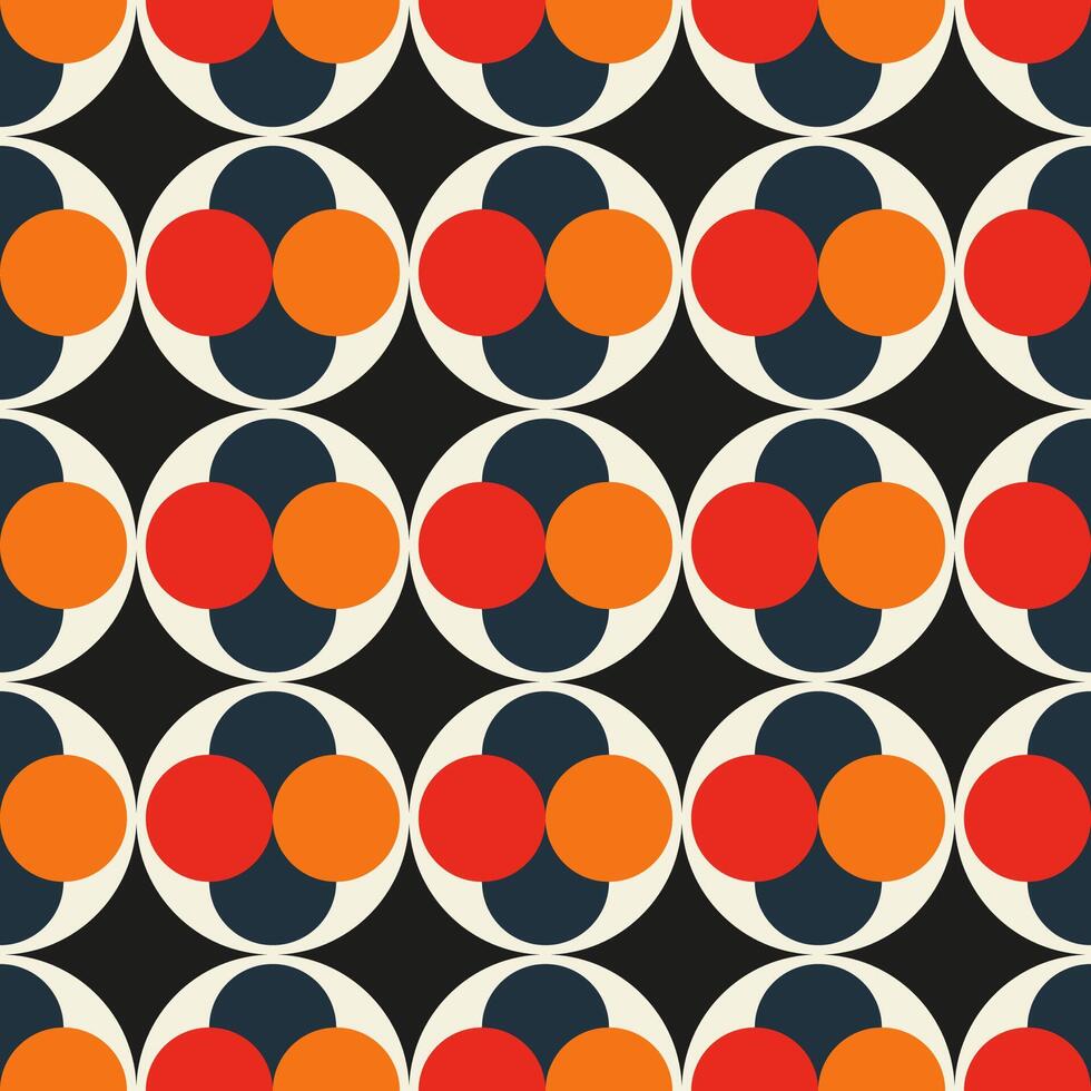 uma Preto e branco padronizar do círculos com vermelho e laranja pontos vetor