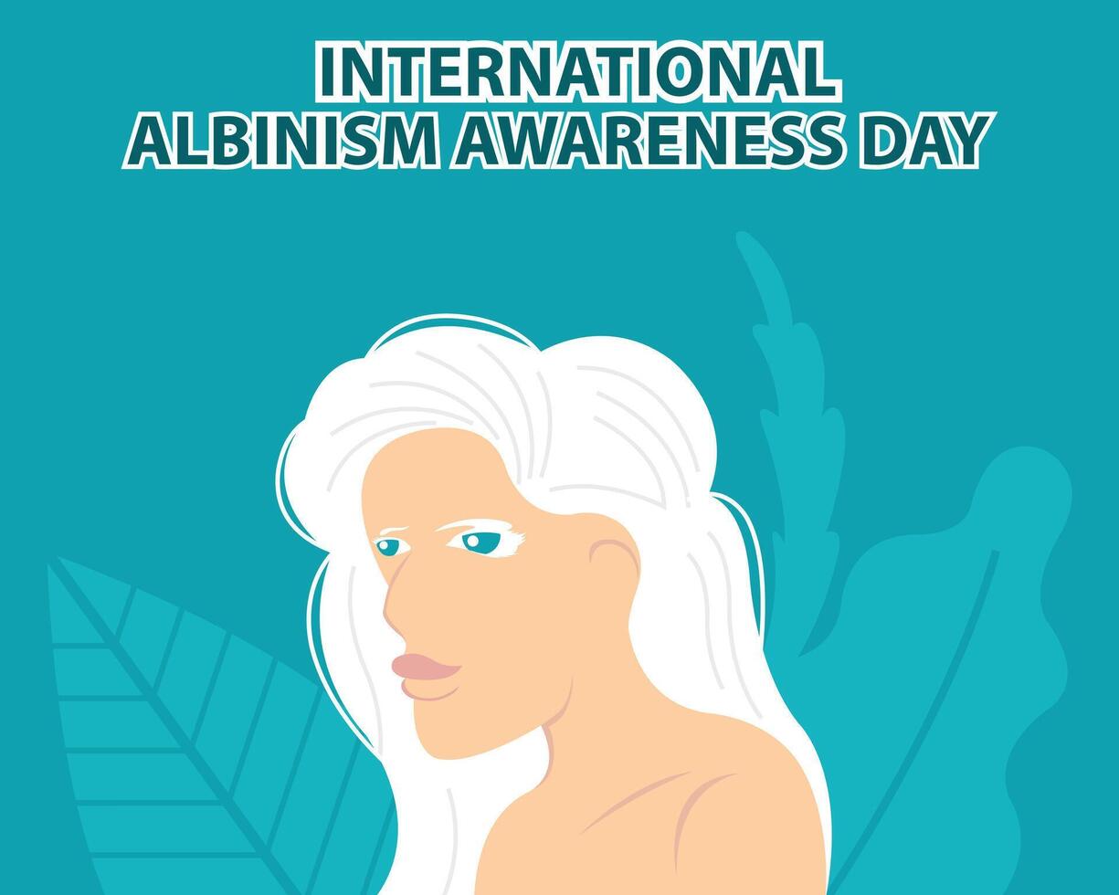 ilustração gráfico do uma mulher com branco cabelo, perfeito para internacional dia, albinismo consciência dia, comemoro, cumprimento cartão, etc. vetor