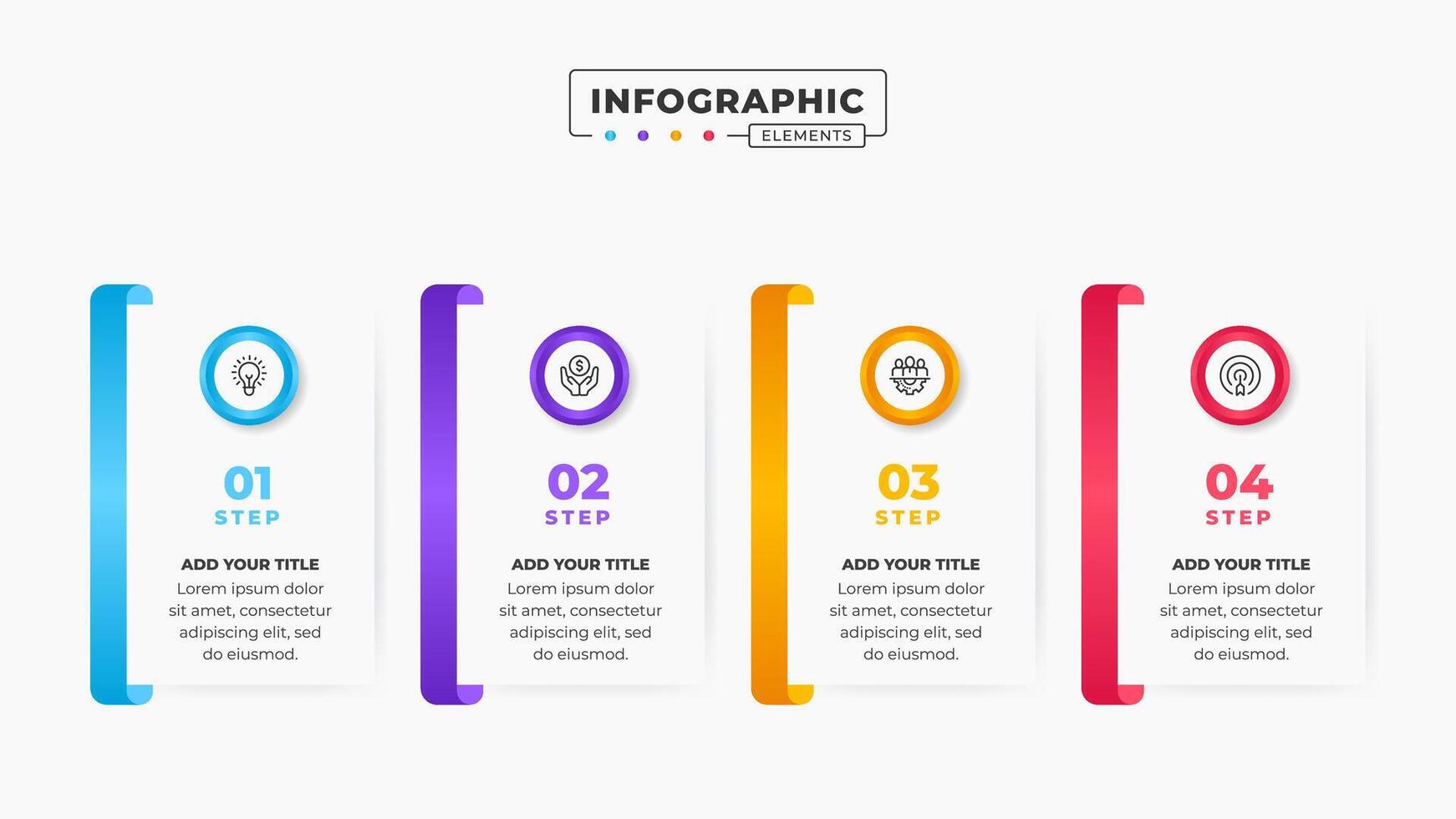 o negócio rótulo infográfico Projeto modelo com 4 passos ou opções vetor