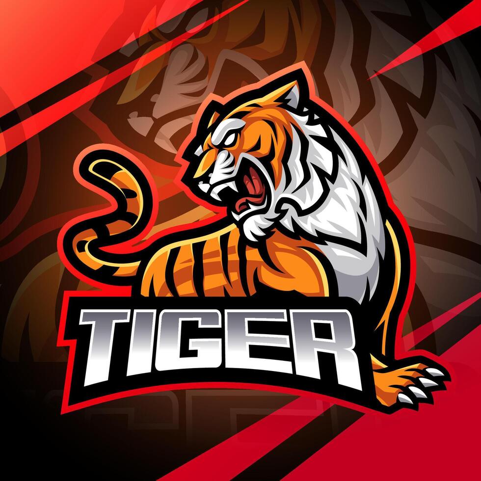 design de logotipo de mascote de esportes de tigre vetor