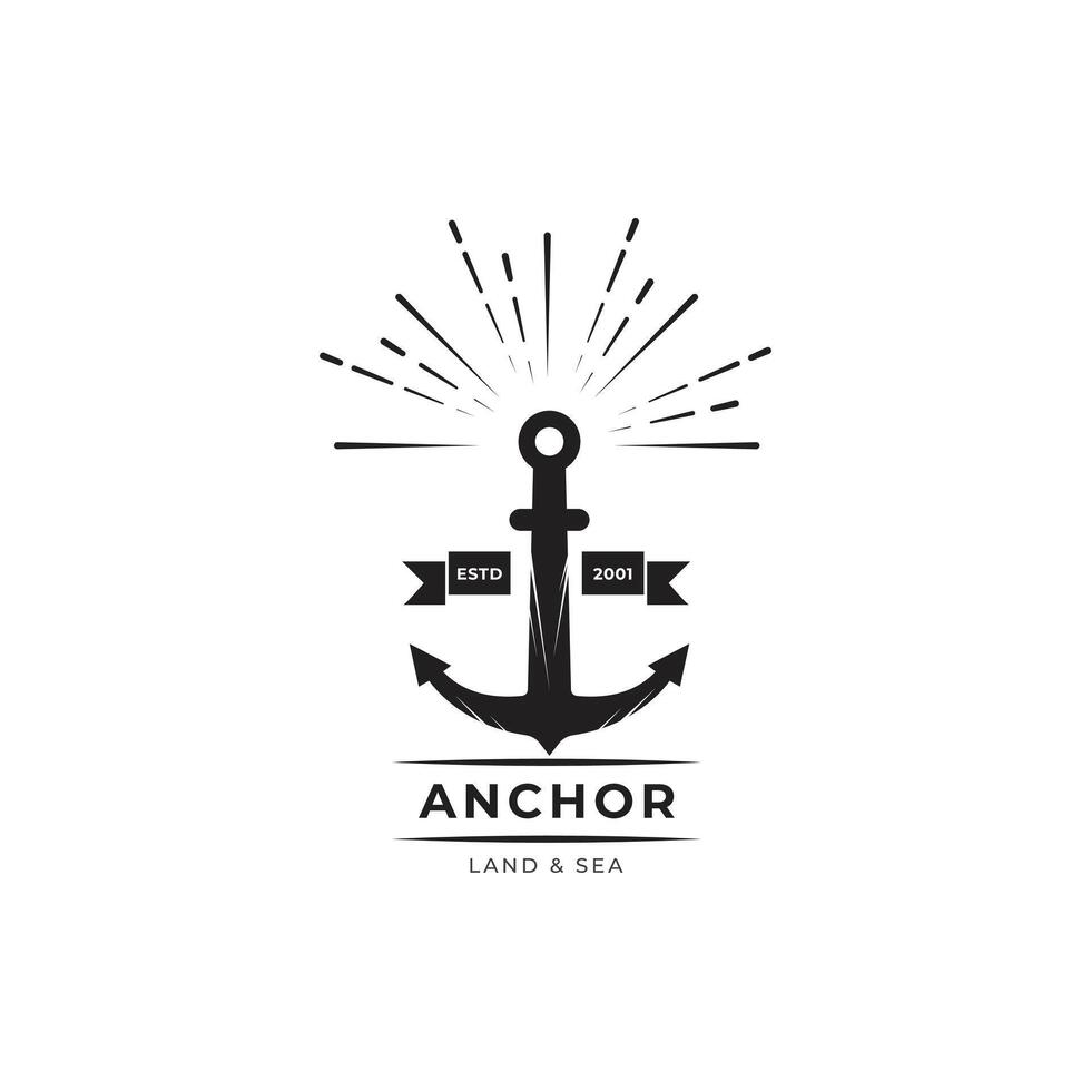 vintage âncora ilustração crachá logotipo Projeto vetor