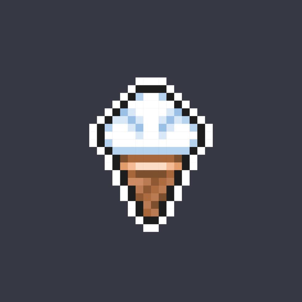 baunilha gelo creme cone dentro pixel arte estilo vetor