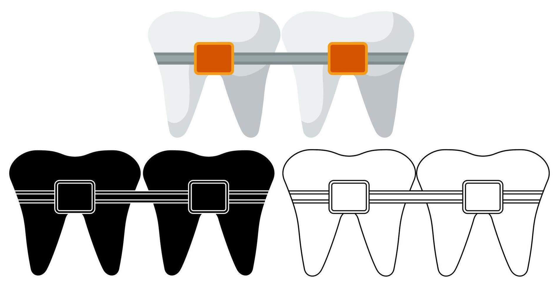 conjunto dente dental suspensórios ícone dentista símbolo plano Projeto ilustração vetor