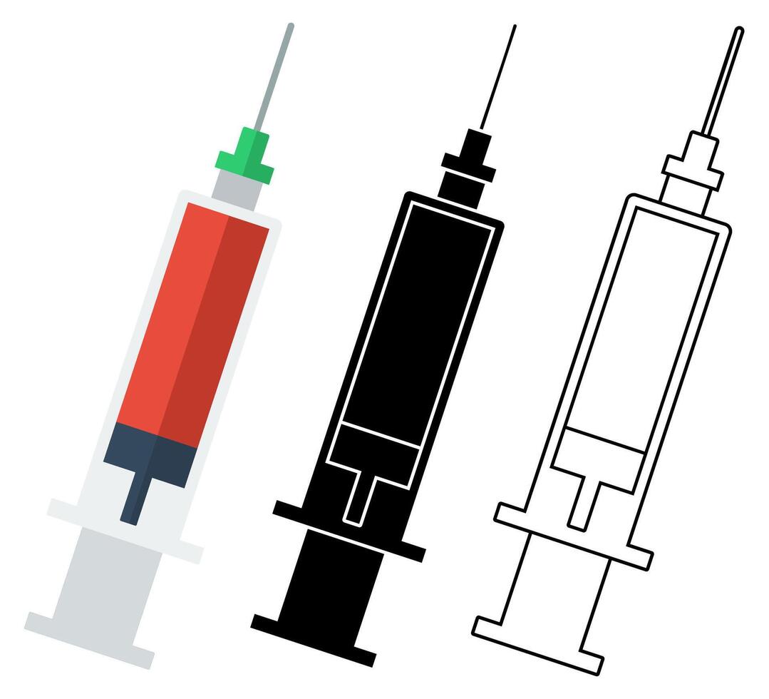 conjunto injetar remédio ícone médico símbolo plano Projeto ilustração vetor