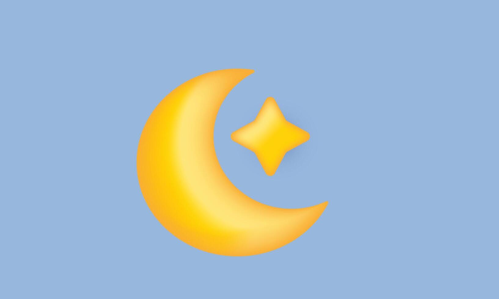 3d realista ícone amarelo ouro crescente lua moderno Projeto vetor