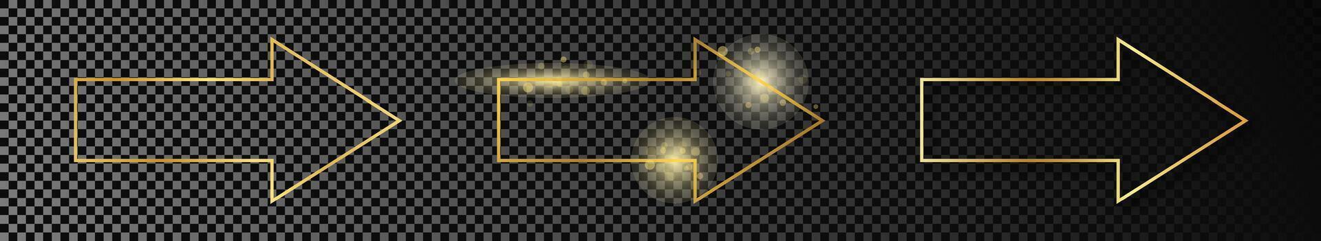 ouro brilhando seta forma quadro, Armação vetor