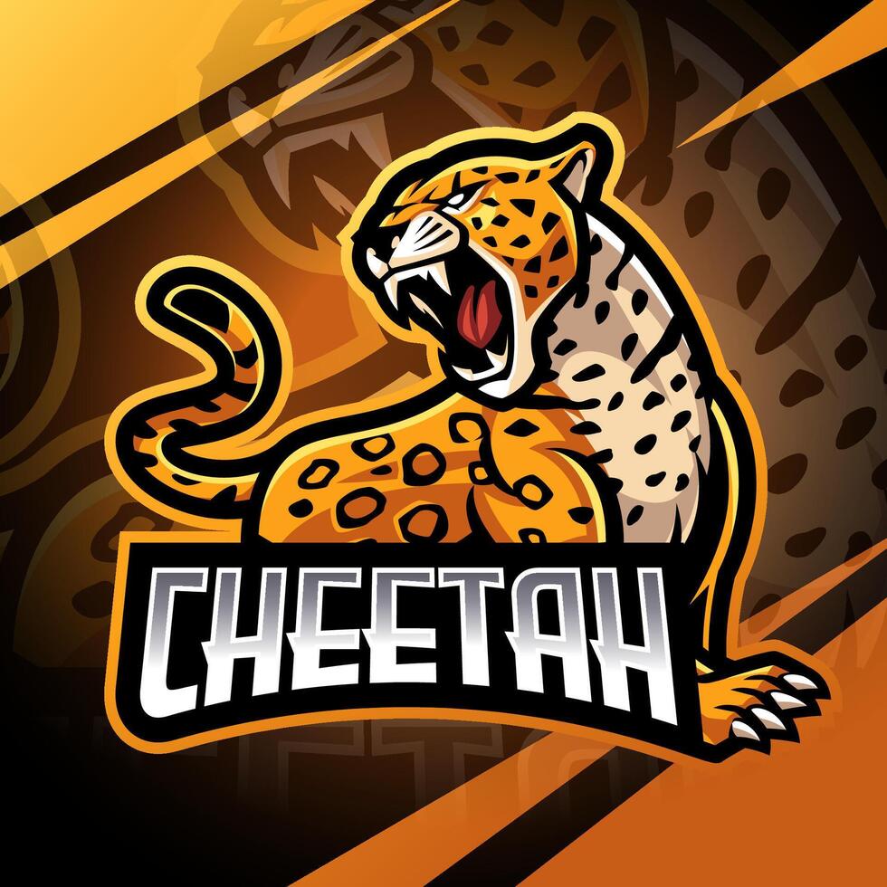 design do logotipo do mascote cheetah esport vetor