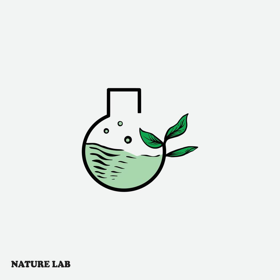 natural laboratório logotipo Projeto conceito, criativo símbolo do Ciência e medicamento, eco amigáveis laboratório logotipo modelo vetor