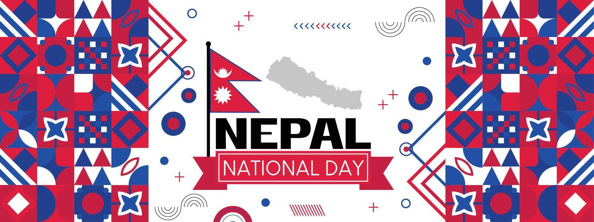 Nepal nacional dia ou feliz teej festival bandeira com abstrato formas vetor