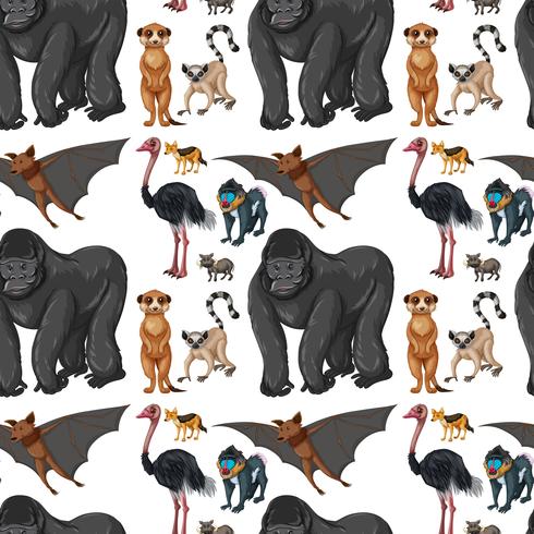 Plano de fundo sem emenda com animais selvagens vetor