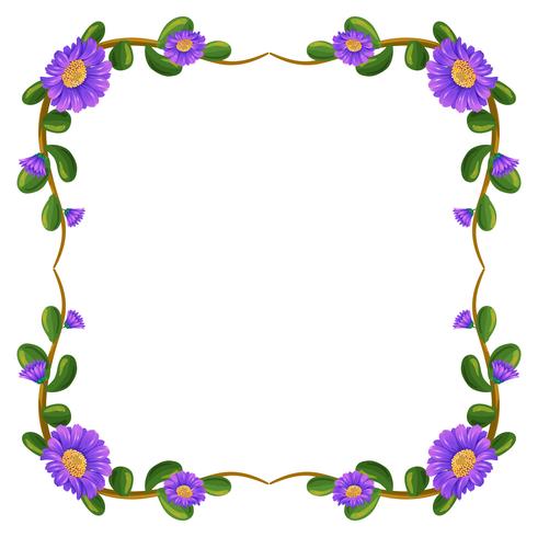 Uma margem floral com flores violetas vetor