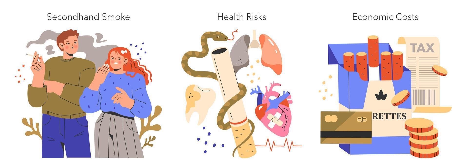 não tabaco dia plano ilustração vetor