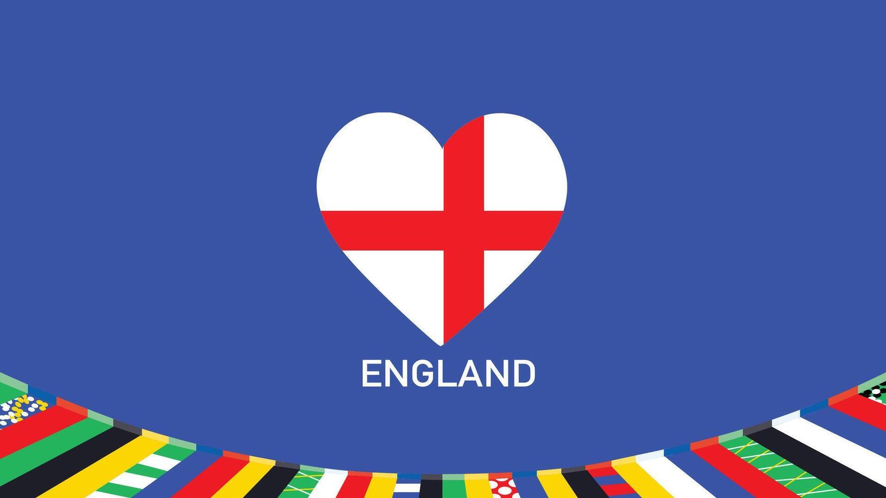 Inglaterra emblema coração equipes europeu nações 2024 símbolo abstrato países europeu Alemanha futebol logotipo Projeto ilustração vetor