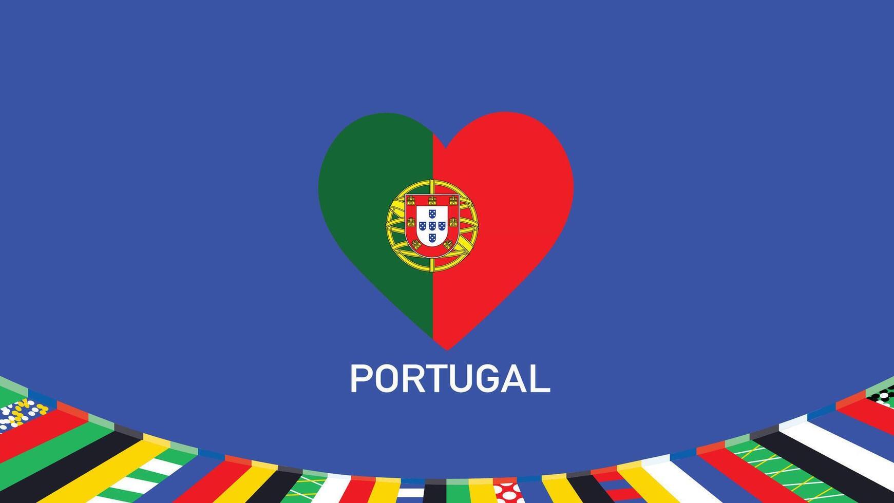 Portugal emblema coração equipes europeu nações 2024 símbolo abstrato países europeu Alemanha futebol logotipo Projeto ilustração vetor