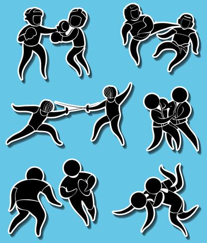 Projetos de adesivos para diferentes artes marciais vetor