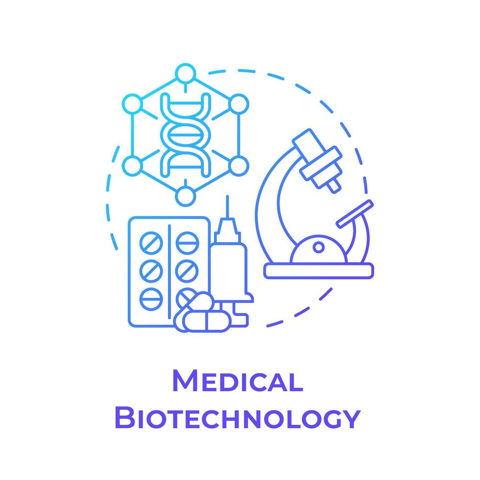 médico biotecnologia azul gradiente conceito ícone. remédio e produtos farmacêuticos. droga desenvolvimento. volta forma linha ilustração. abstrato ideia. gráfico Projeto. fácil para usar dentro apresentação vetor