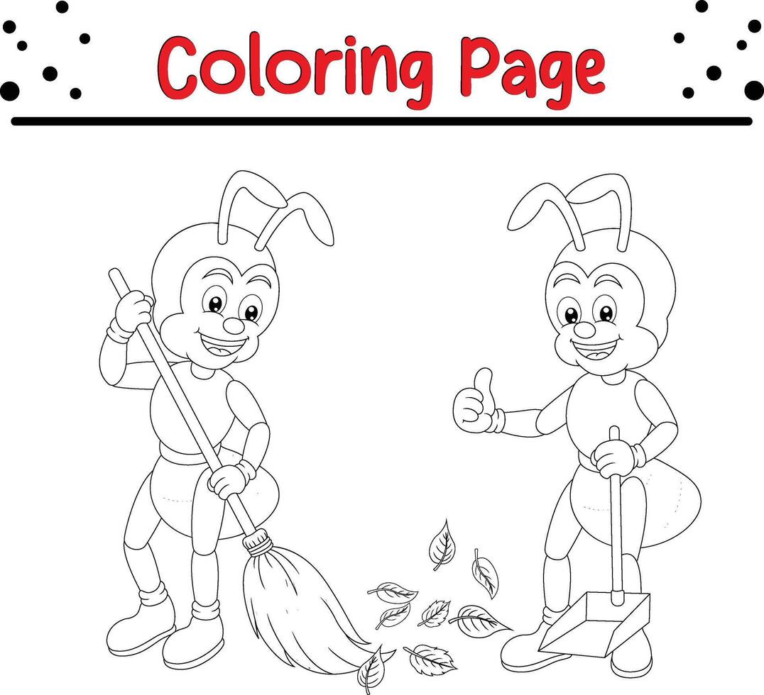 formiga coloração página. insetos e inseto coloração livro para crianças vetor