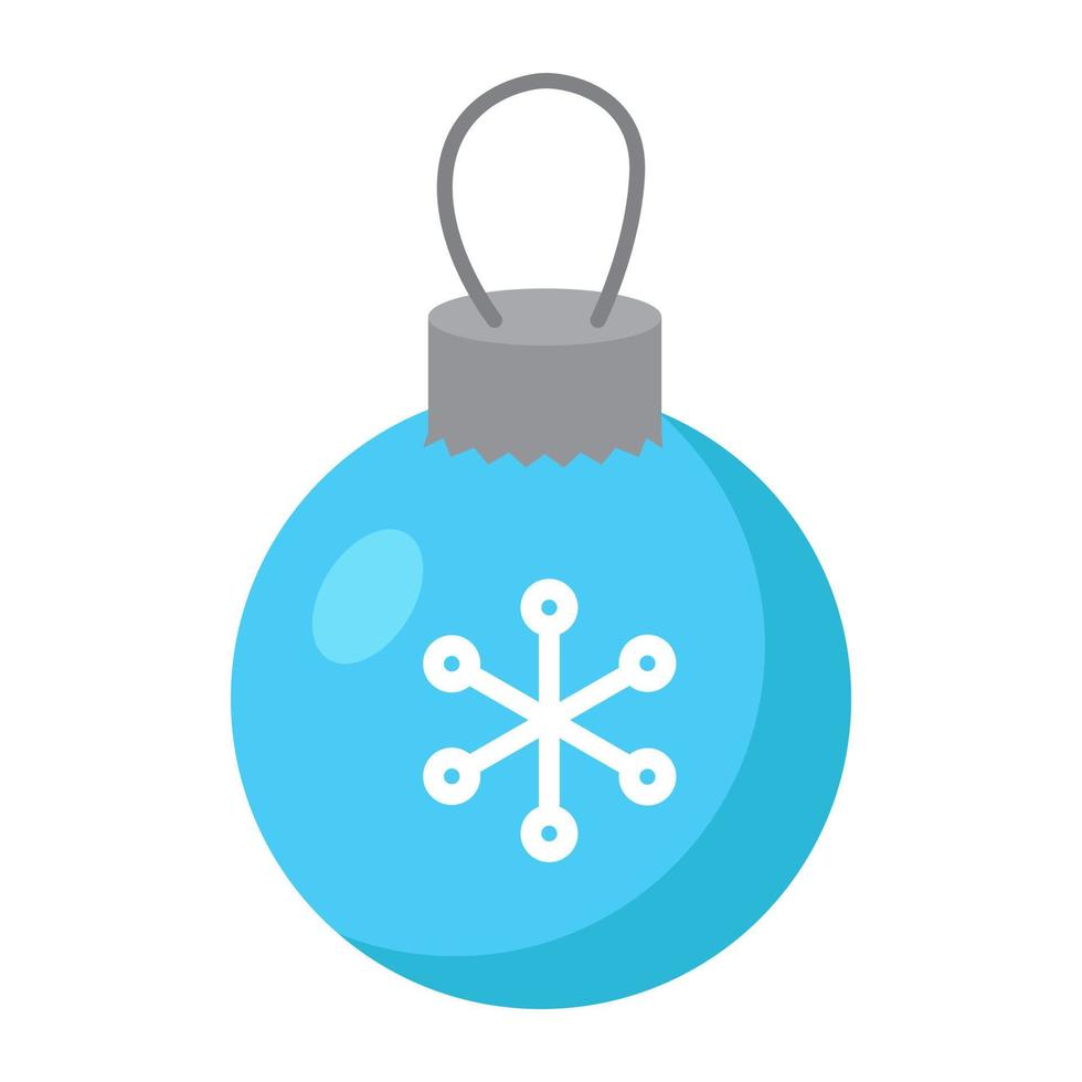 bola de Natal com impressão de floco de neve, ilustração vetorial em estilo  cartoon. decoração da