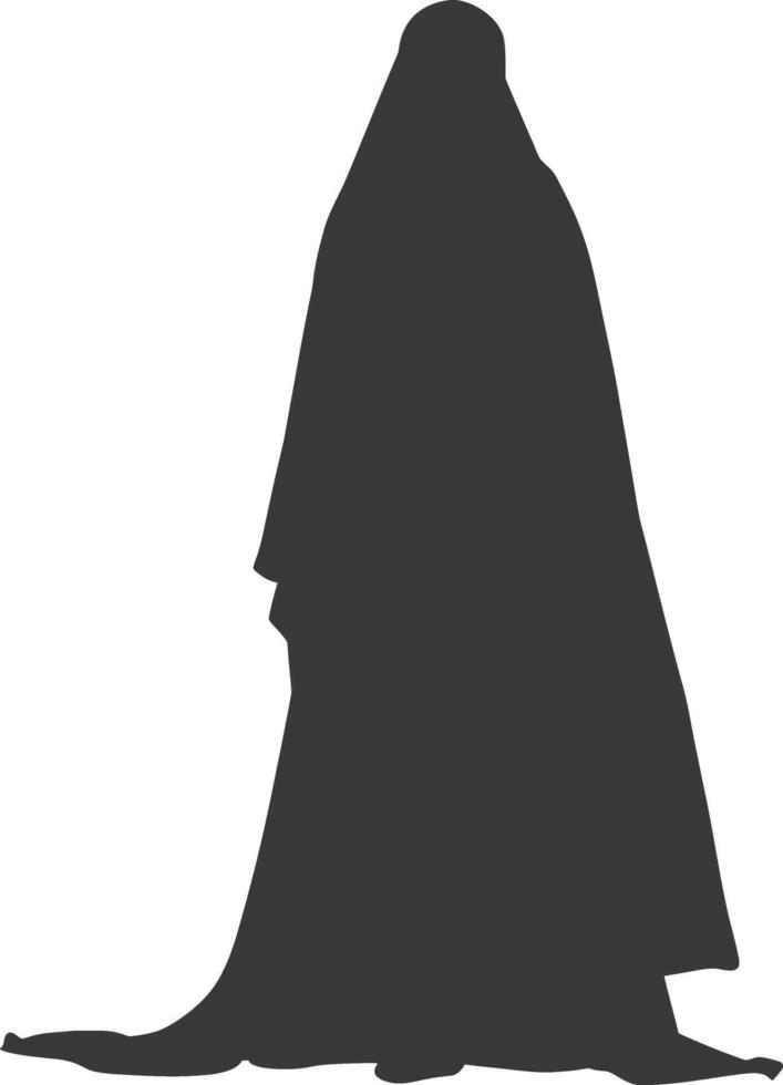 silhueta independente Emirados mulheres vestindo abaya Preto cor só vetor