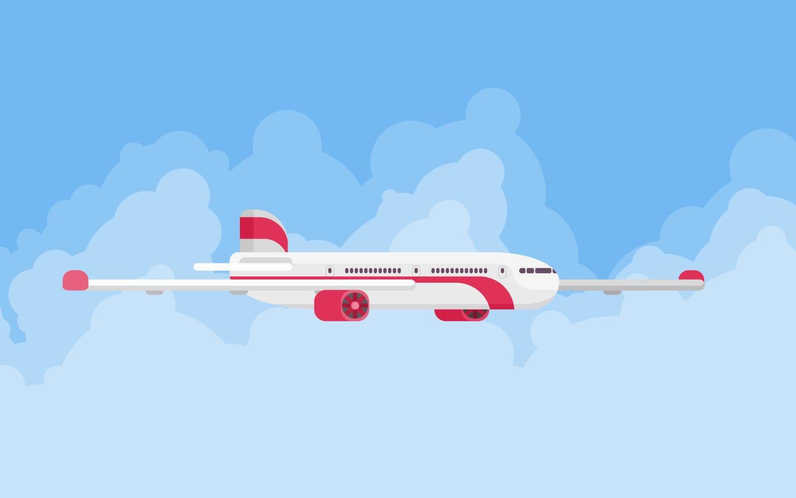 grande avião moderno no céu ilustração plana vetor