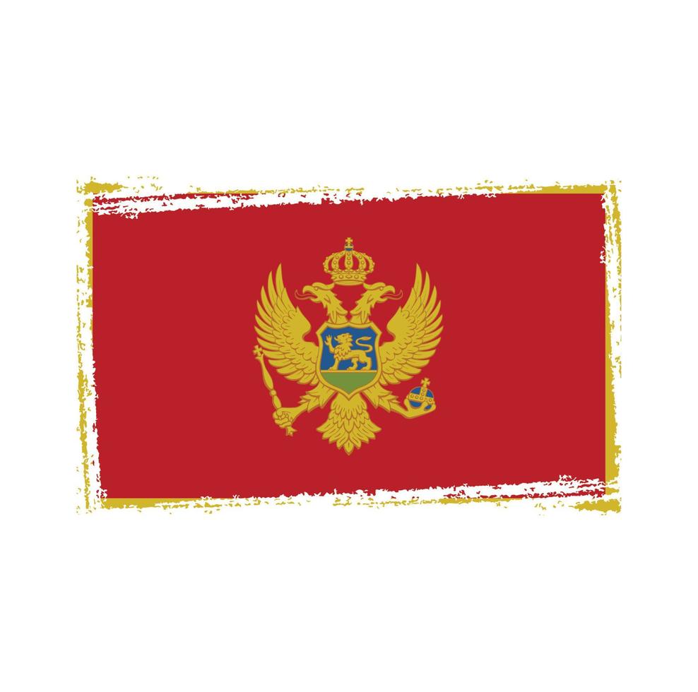 Vetor de bandeira de montenegro com pincel estilo aquarela