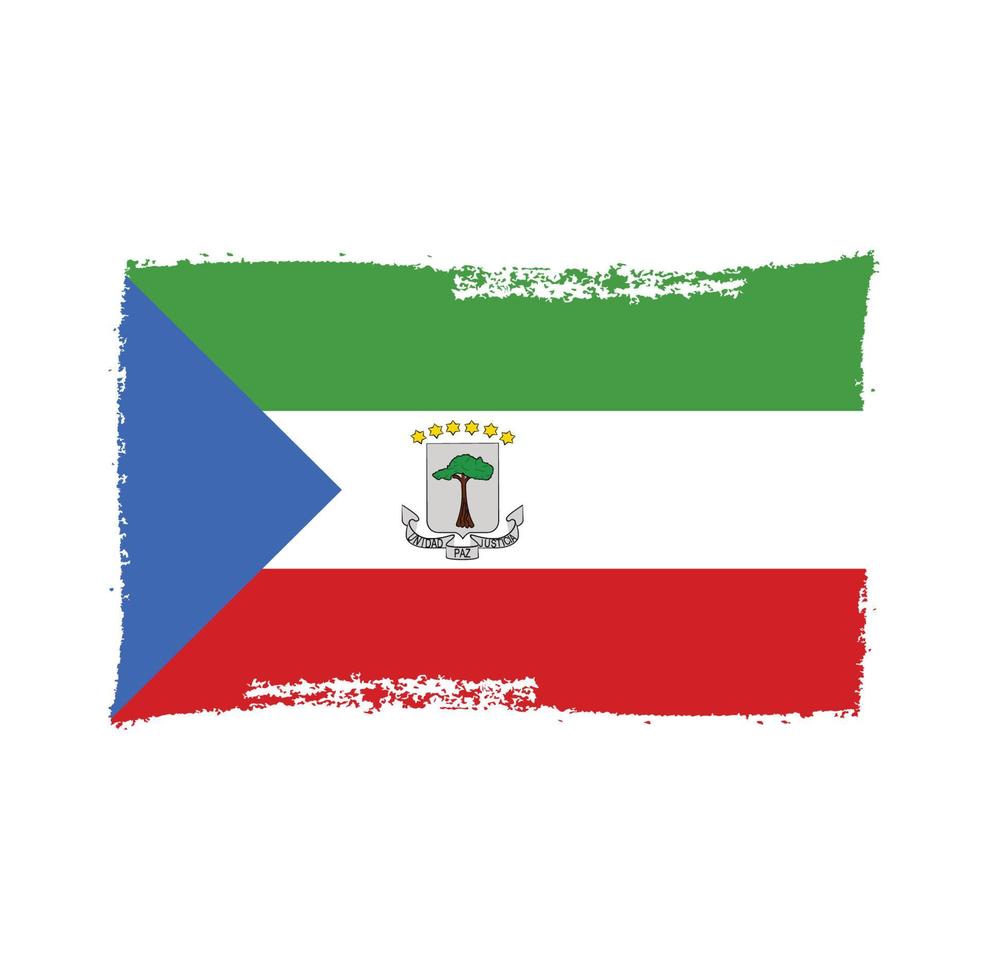 Vetor de bandeira da Guiné Equatorial com pincel estilo aquarela