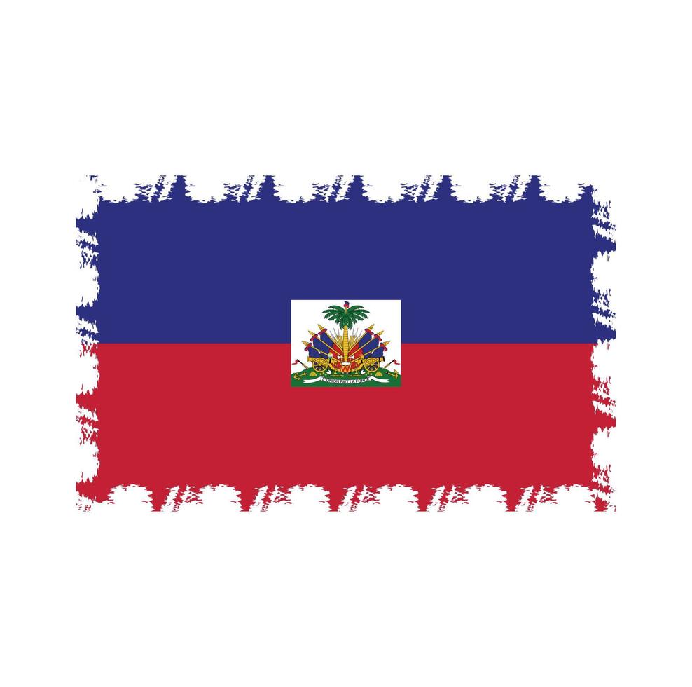 Vetor de bandeira haiti com pincel estilo aquarela