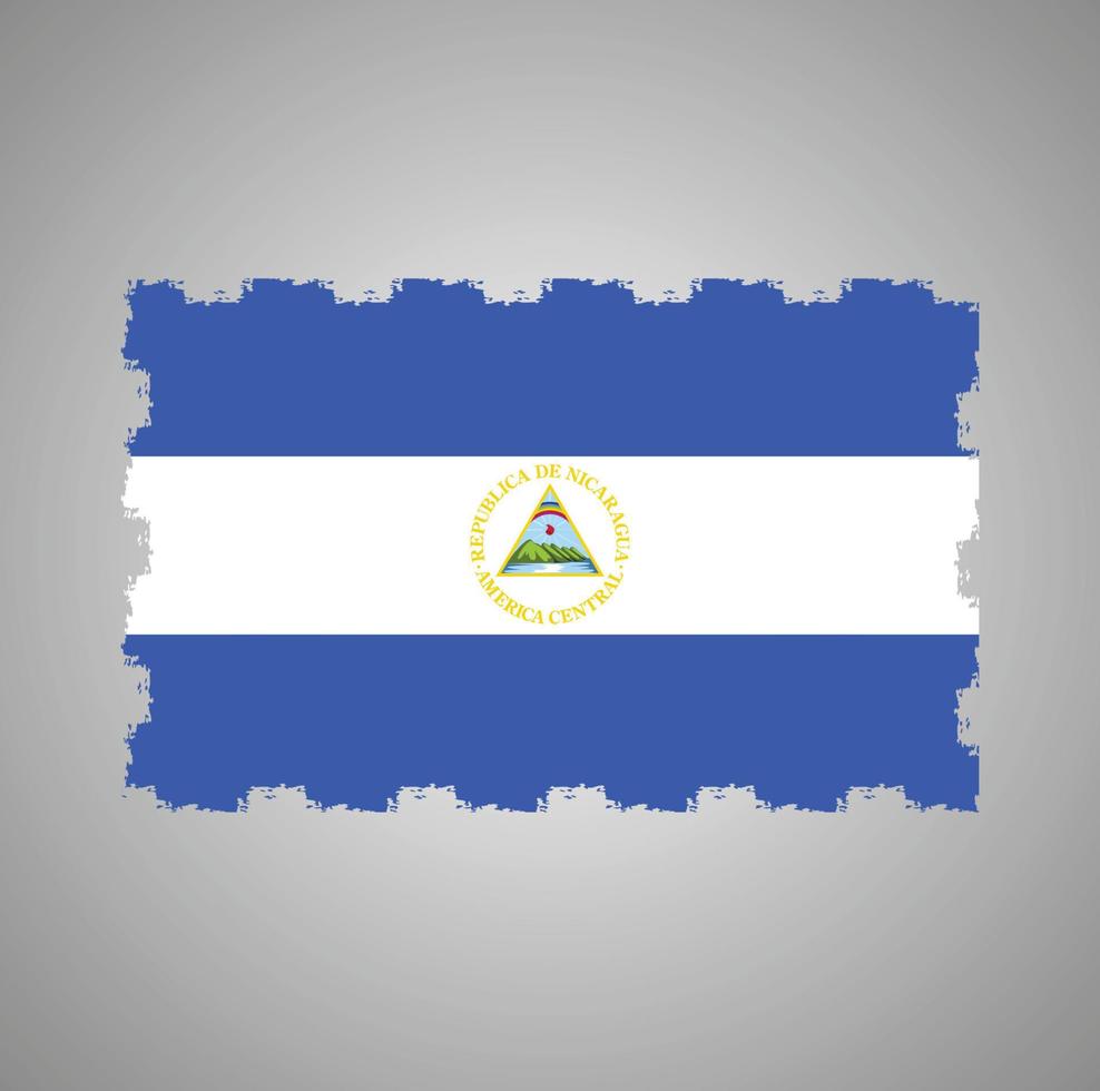 Vetor de bandeira da Nicarágua com pincel estilo aquarela