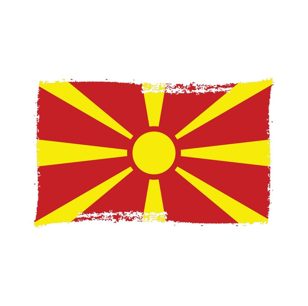 Vetor de bandeira do norte da Macedônia com pincel estilo aquarela