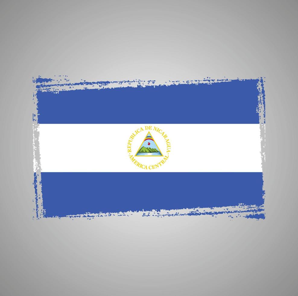 Vetor de bandeira da Nicarágua com pincel estilo aquarela