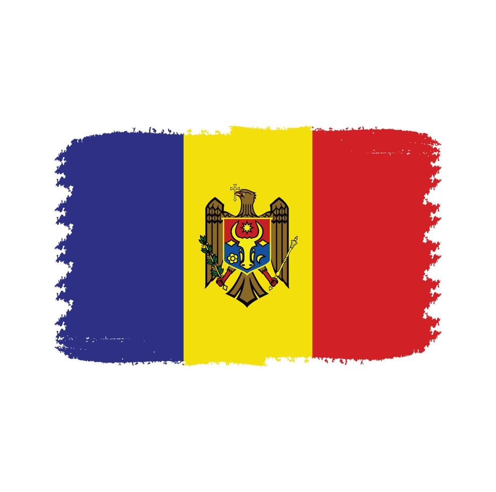 vetor de bandeira da Moldávia com pincel estilo aquarela