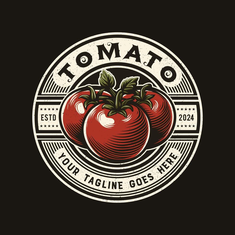 vintage estilo crachá tomate Fazenda vetor