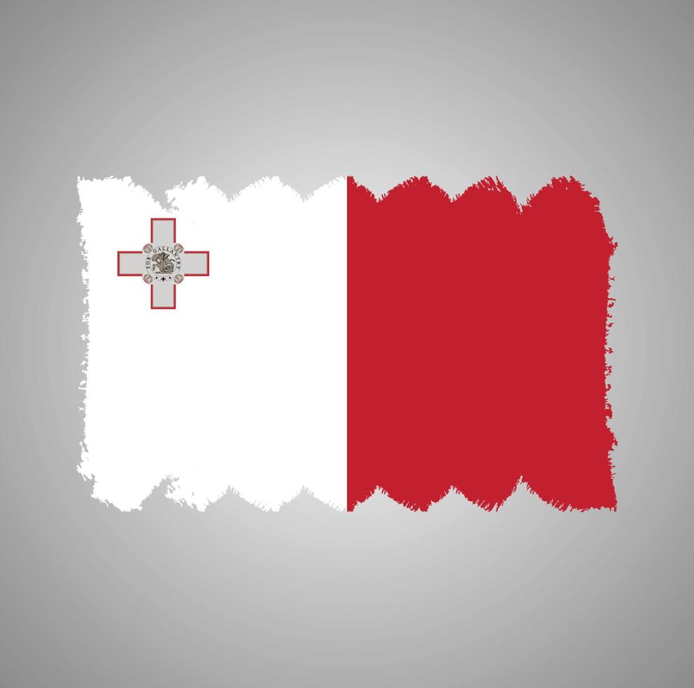 vetor bandeira malta com pincel estilo aquarela