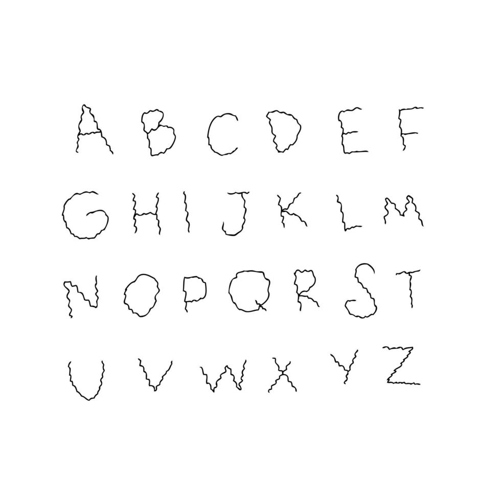 doodle conjunto de alfabeto artístico de letras em inglês. vetor