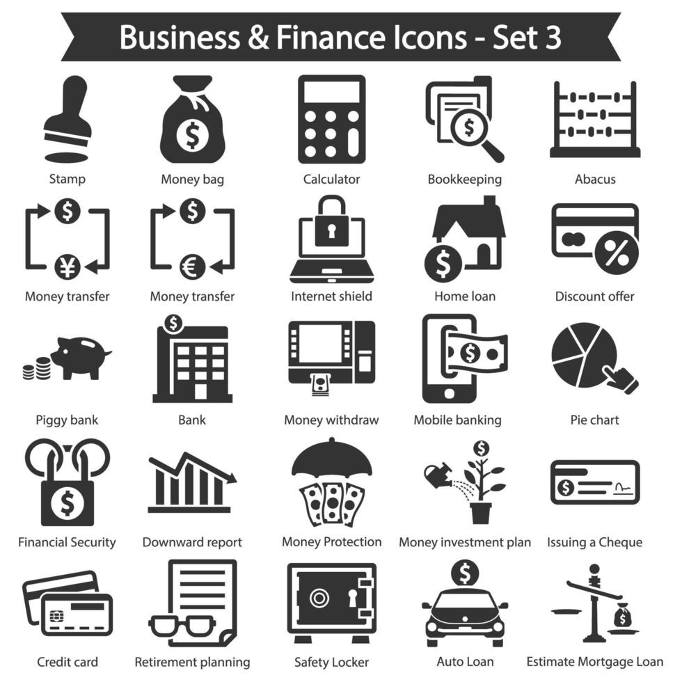 pacote de ícones de negócios e finanças vetor