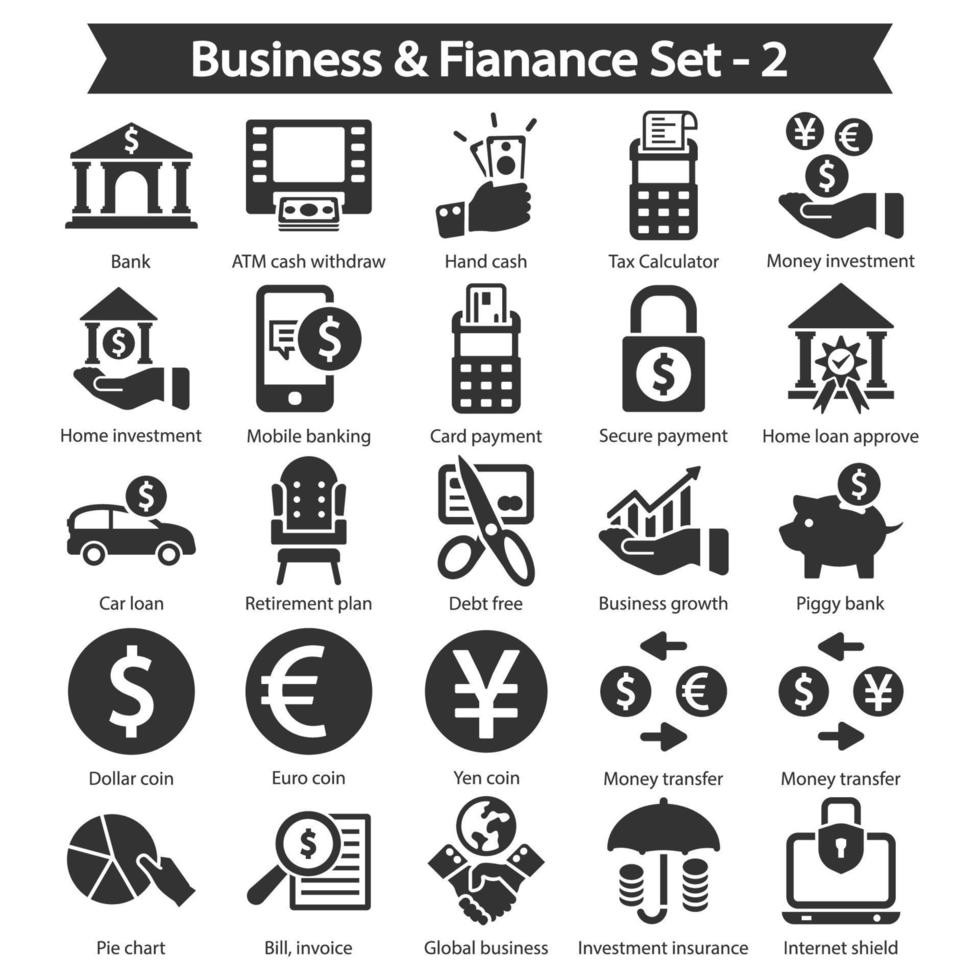 pacote de ícones de negócios e finanças vetor