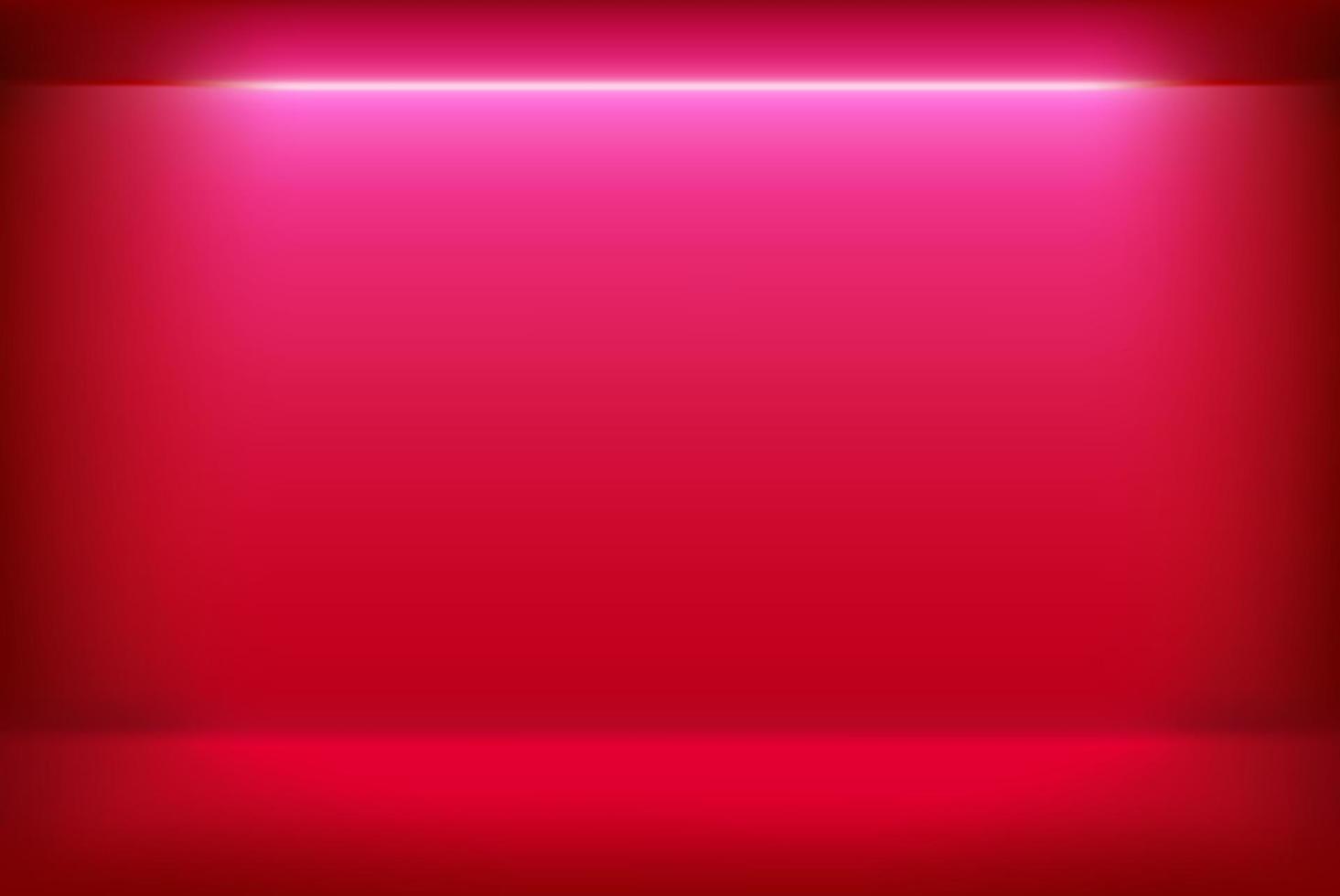 quarto vazio vermelho com luz de néon vívida. ilustração vetorial realista vetor