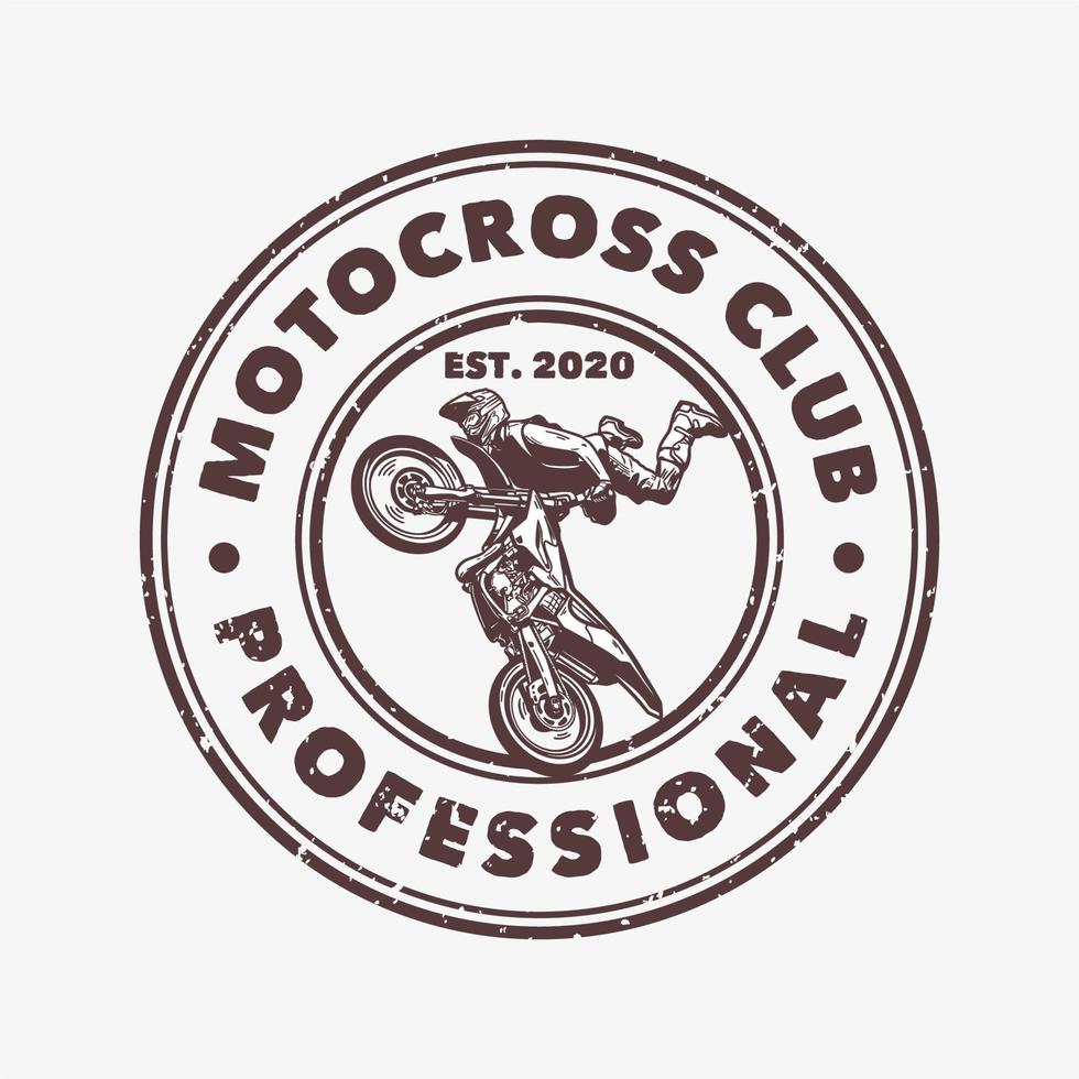 logo design motocross club profissional com motocross rider fazendo salto atração atração vintage ilustração vetor