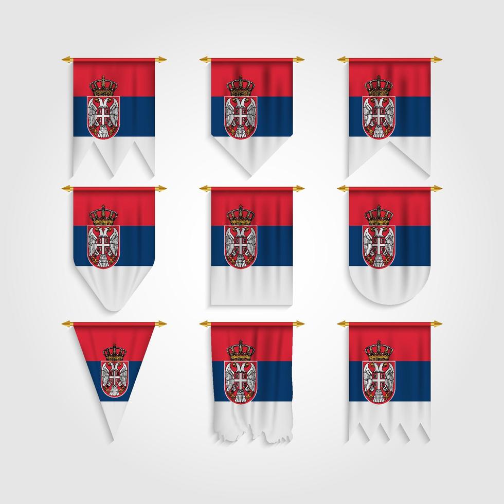 bandeira da sérvia em diferentes formas, bandeira da sérvia em várias formas vetor