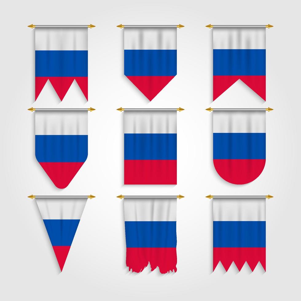 bandeira da rússia em diferentes formas, bandeira da rússia em várias formas vetor