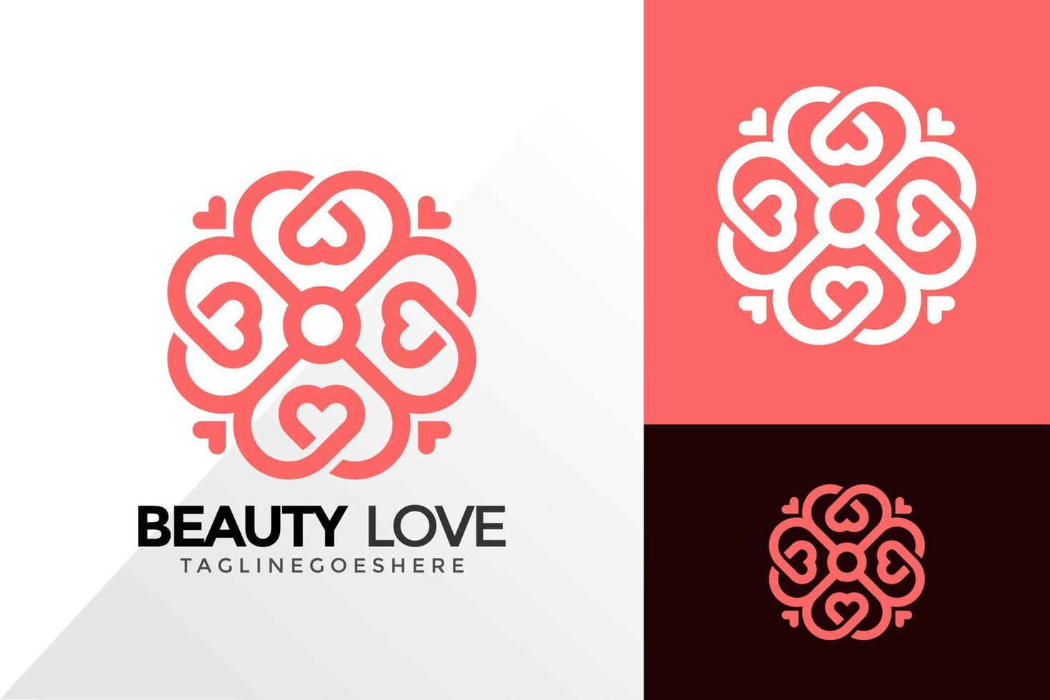 design de logotipo de ornamento de amor de beleza, conceito de design de logotipos abstratos para modelo vetor