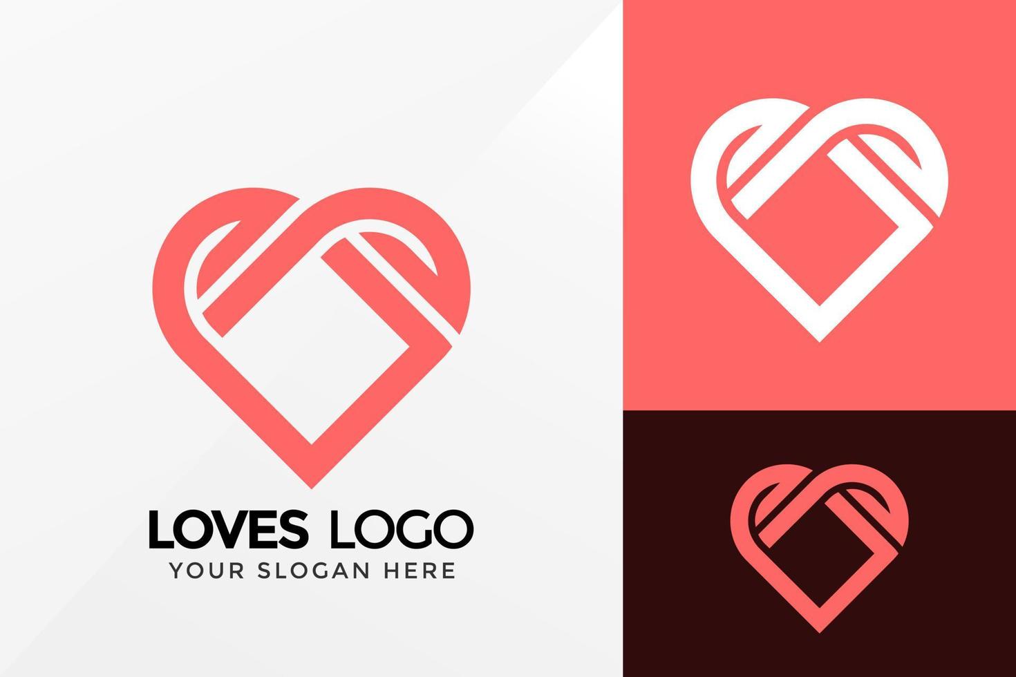 design de logotipo de amor abstrato, vetor de logotipos de identidade de marca, logotipo moderno, modelo de ilustração vetorial de designs de logotipo