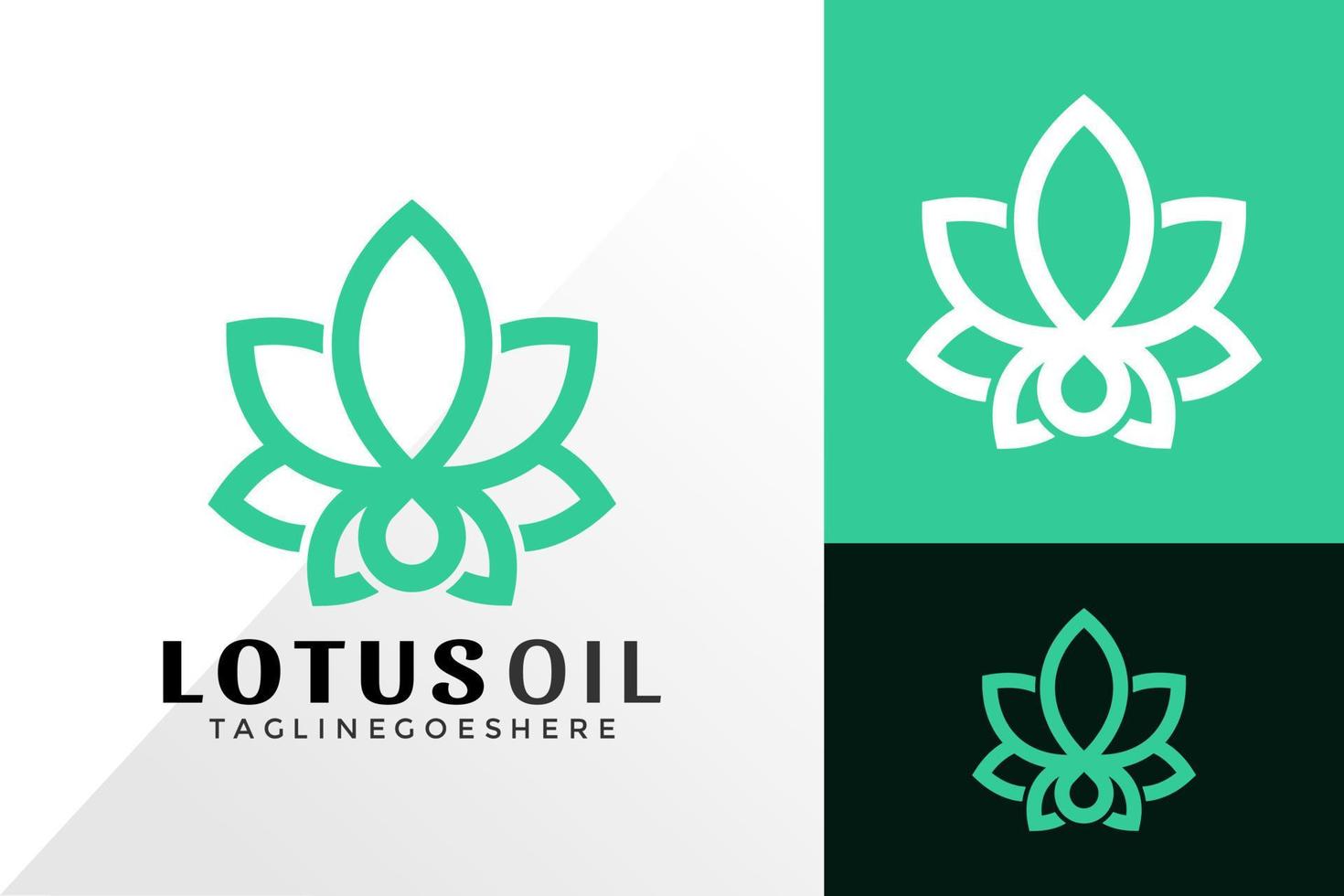 design de logotipo de óleo de lótus de beleza, conceito de design de logotipos criativos para modelo vetor