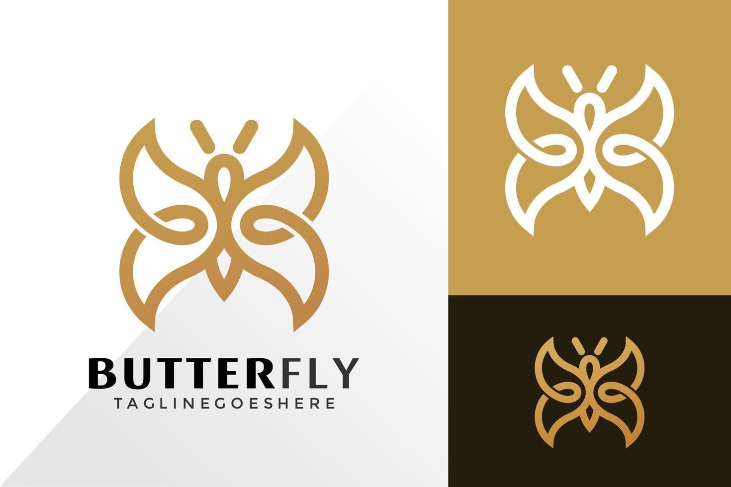 borboleta design de logotipo moderno, conceito de design de logotipos criativos para modelo vetor