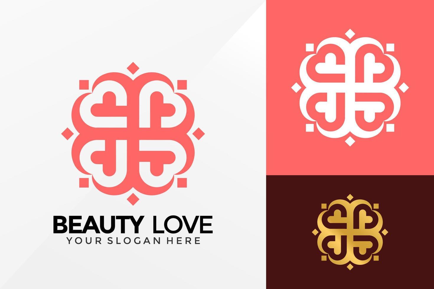 design de logotipo de ornamento de amor de flores, vetor de logotipos de identidade de marca, logotipo moderno, modelos de ilustração vetorial de designs de logotipo