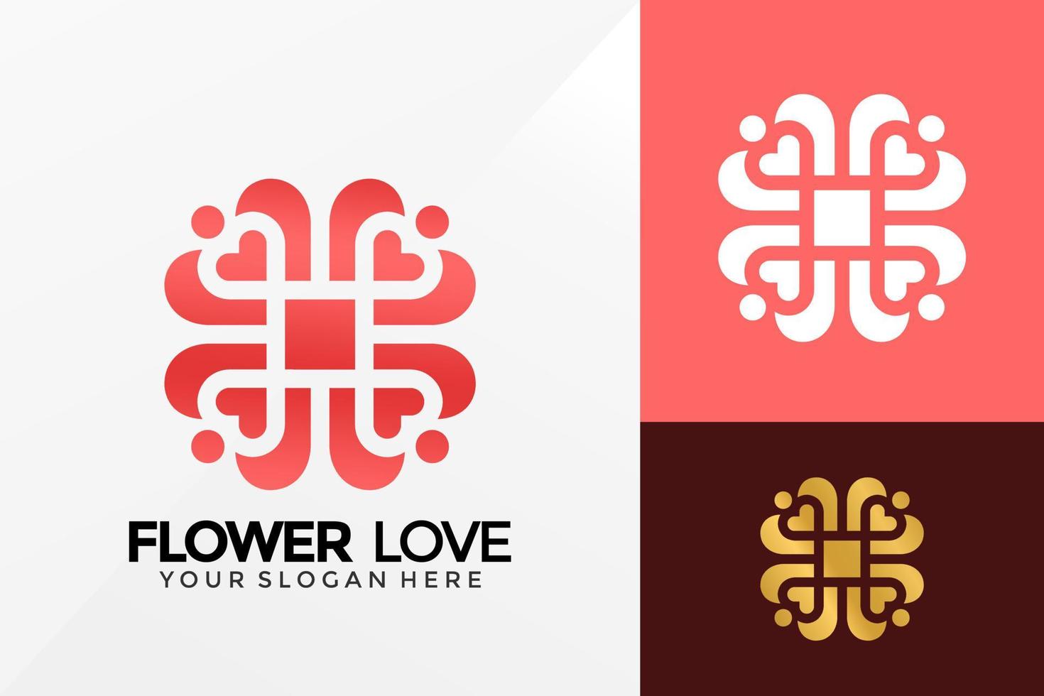 design de logotipo criativo de amor de flores, vetor de logotipos de identidade de marca, logotipo moderno, modelo de ilustração vetorial de designs de logotipo